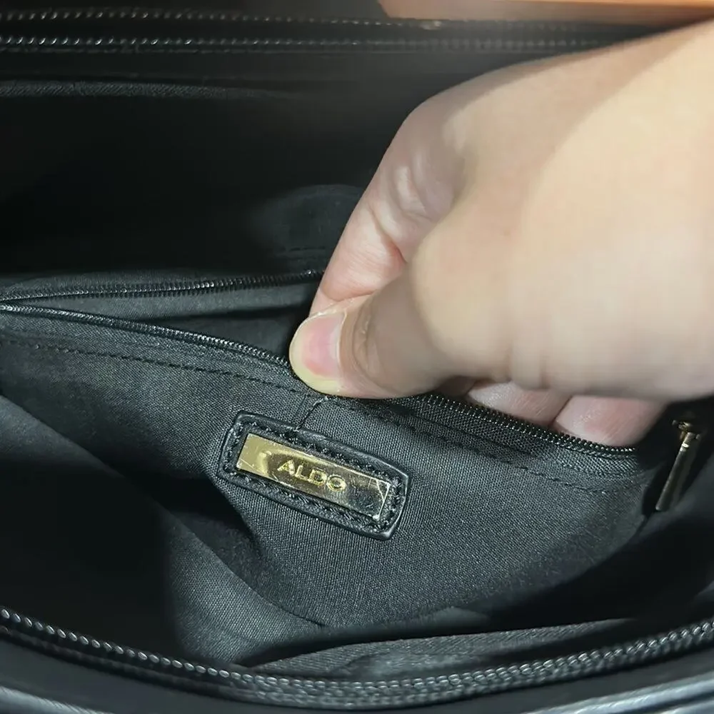 Aldo Black Fold Over Chained Clutch